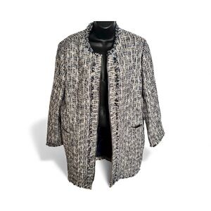 Elegant Women's Tweed Blazer - Black and White